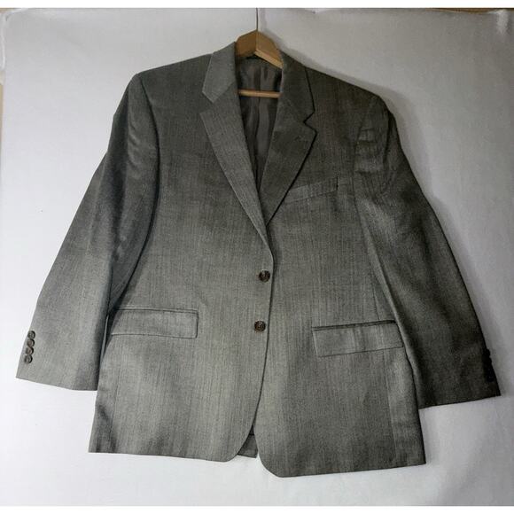 Lauren Ralph Lauren Blazer Sport Coat Jacket Mens 44R Gray Herringbone Silk Wool - Picture 1 of 16
